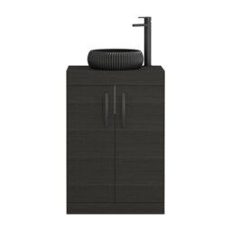 Royal Bathrooms Turin 500mm Freestanding Bathroom Vanity Unit With Sink 2 Door Hale Black & Milan Black Countertop Basin - thumbnail 5