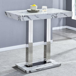 Furniture in Fashion Diva Marble Effect High Gloss Bar Table 4 Ripple Black Stools - thumbnail 2