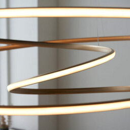 Satin Gold Xl Ceiling Pendant Tape Light & Matt White Diffuser - Warm White Led - thumbnail 4