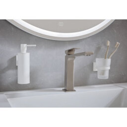 Smedbo Frosted Glass Tumbler With Non Rust Brass Wall Mount Holder - thumbnail 2