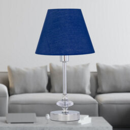 First Choice Lighting Chrome Jewelled Table Lamp With Navy Blue Shade - thumbnail 2