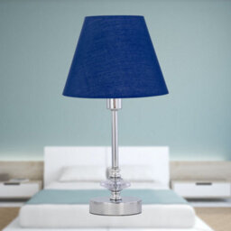 First Choice Lighting Chrome Jewelled Table Lamp With Navy Blue Shade - thumbnail 3