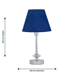 First Choice Lighting Chrome Jewelled Table Lamp With Navy Blue Shade - thumbnail 4