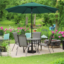 Yaheetech 2.94M Dark Green Patio Parasol Umbrella W/ Push Button Tilt And Crank - thumbnail 1