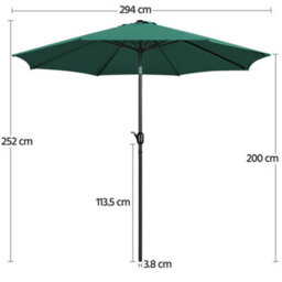 Yaheetech 2.94M Dark Green Patio Parasol Umbrella W/ Push Button Tilt And Crank - thumbnail 3