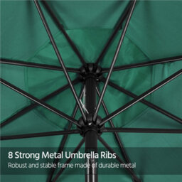 Yaheetech 2.94M Dark Green Patio Parasol Umbrella W/ Push Button Tilt And Crank - thumbnail 9