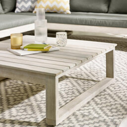 Furniturebox Brisa Wooden Garden Sofa Set - Solid Wood 8 Seat Corner L-Shaped Sofa Coffee Table - Limewash Patio Outdoor Sofa Set - thumbnail 7