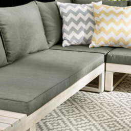 Furniturebox Brisa Wooden Garden Sofa Set - Solid Wood 8 Seat Corner L-Shaped Sofa Coffee Table - Limewash Patio Outdoor Sofa Set - thumbnail 5