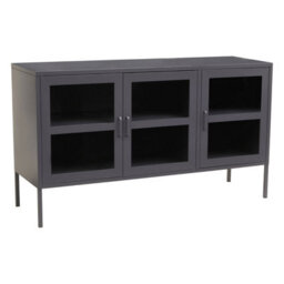 Orsina Industrial Three Door Grey Metal Sideboard, Adjustable Mid Century Sideboard, Versatile Modern Sideboard - thumbnail 3