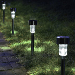 Cuqoo Solar Garden Stake Lights Cool White Stainless Steel Ip65 Waterproof Led Outdoor Pathway Border Ground Spikes Pack Of 10