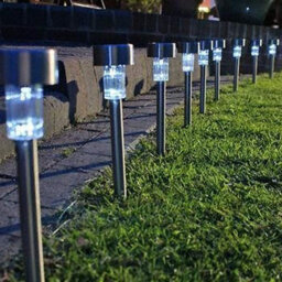 Cuqoo Solar Garden Stake Lights Cool White Stainless Steel Ip65 Waterproof Led Outdoor Pathway Border Ground Spikes Pack Of 10 - thumbnail 4