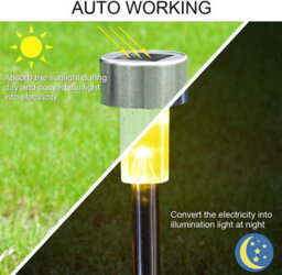 Cuqoo Solar Garden Stake Lights Cool White Stainless Steel Ip65 Waterproof Led Outdoor Pathway Border Ground Spikes Pack Of 10 - thumbnail 6