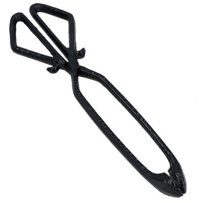 AB Tools Straight Log Tongs Cast Iron Metal Fireplace Firepit Wood Coal Heavy Duty Scissor - image 1