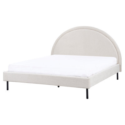 Beliani Bed Fabric Margut 160 X 200 Cm (Eu King Size) Light Beige - image 1