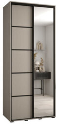 Arte Space-Efficient Dakota V Mirrored Sliding Door Wardrobe W1000mm H2350mm D600mm In Cashmere & Black Finish - thumbnail 1