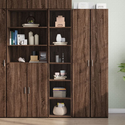 Berkfield Highboard Brown Oak 40X41X185 Cm Engineered Wood - image 1