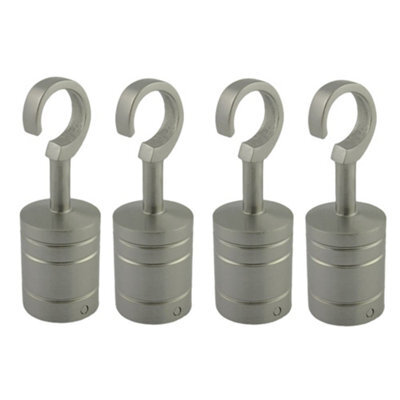 Ropeservices Uk 4 X 28mm Satin Nickel Decking Rope Hook Fittings Fixings Barrier Set - image 1
