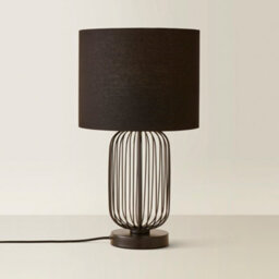 Valuelights Gabbia Black Wire Cage Metal Bedside Dimmer Touch Table Lamp With Fabric Drum Lampshade - thumbnail 6