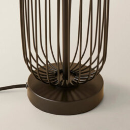 Valuelights Gabbia Black Wire Cage Metal Bedside Dimmer Touch Table Lamp With Fabric Drum Lampshade - thumbnail 4