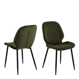 Wyld Haus Larkwood Set Of 4 Olive Green Corduroy Dining Chairs With Matt Black Legs - thumbnail 2