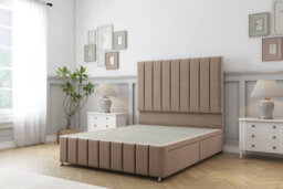 "Sloomy California Mink Plush Divan Bed No Drawers-26"" Strutted Headboard 12"" Footboard 4' Small Double" - thumbnail 1