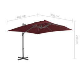 Berkfield Cantilever Umbrella With Aluminium Pole Bordeaux Red 400X300 Cm - thumbnail 8
