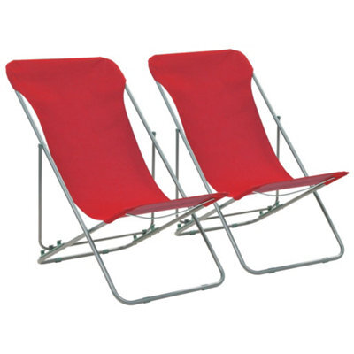 Berkfield Folding Beach Chairs 2 Pcs Steel And Oxford Fabric Red - image 1