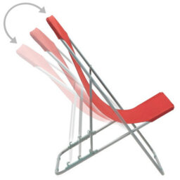 Berkfield Folding Beach Chairs 2 Pcs Steel And Oxford Fabric Red - thumbnail 5