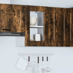 Berkfield Durable Kitchen Wall Cabinet With Glass Door Kalmar Smoked Oak Engineered Wood - thumbnail 4