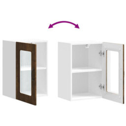 Berkfield Durable Kitchen Wall Cabinet With Glass Door Kalmar Smoked Oak Engineered Wood - thumbnail 9