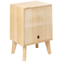Beliani 1 Drawer Bedside Table Seney Paulownia Wood Light Brown - thumbnail 6