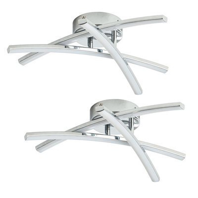 First Choice Lighting Set Of 2 Yardley Led Chrome Opal Flush Ceiling Lights - image 1