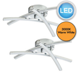 First Choice Lighting Set Of 2 Yardley Led Chrome Opal Flush Ceiling Lights - thumbnail 2