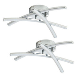 First Choice Lighting Set Of 2 Yardley Led Chrome Opal Flush Ceiling Lights - thumbnail 1