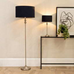 Valuelights Maggie Brushed Chrome Candlestick Floor Lamp With Black Shade With Led Bulb - thumbnail 4