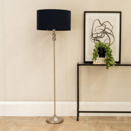 Valuelights Maggie Brushed Chrome Candlestick Floor Lamp With Black Shade With Led Bulb - thumbnail 5