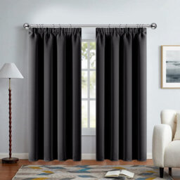 Ameha Dark Grey 230 Gsm Plain Thermal Insulated Energy Efficient Blackout Pencil Pleat Curtain Pair 90''x72'' Home Decor Uk - thumbnail 5