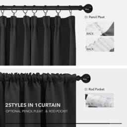 Ameha Dark Grey 230 Gsm Plain Thermal Insulated Energy Efficient Blackout Pencil Pleat Curtain Pair 90''x72'' Home Decor Uk - thumbnail 7