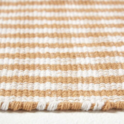 Homescapes Cotton Gingham Check Rug Hand Woven Beige White, 66 X 200 Cm - thumbnail 4