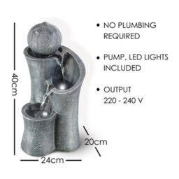 Geezy Ball On Top Water Feature Outdoor Indoor Led Fountain Waterfall Garden Decor - thumbnail 8