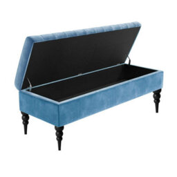 Safar Plain 150Cm Ottoman Storage Bench - Plush Velvet Shoe Bench - Duck Egg Upholstery Footstool With Storage - thumbnail 2