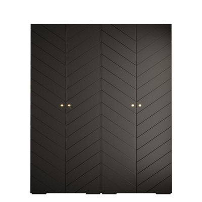Arte Manhattan Iv Modern Spacious Black Hinged Door Wardrobe W2000mm H2370mm D470mm - 4 Doors, 20 Shelves - image 1