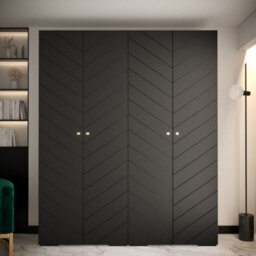 Arte Manhattan Iv Modern Spacious Black Hinged Door Wardrobe W2000mm H2370mm D470mm - 4 Doors, 20 Shelves - thumbnail 2