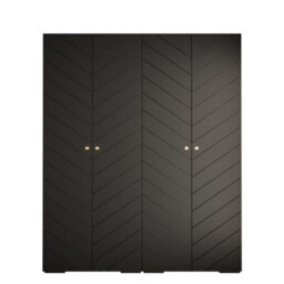 Arte Manhattan Iv Modern Spacious Black Hinged Door Wardrobe W2000mm H2370mm D470mm - 4 Doors, 20 Shelves - thumbnail 1