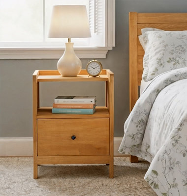 Hallowood Furniture Aston Bedside Table With Open Shelf 40X35 - image 1