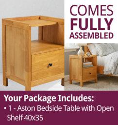Hallowood Furniture Aston Bedside Table With Open Shelf 40X35 - thumbnail 8