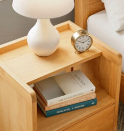Hallowood Furniture Aston Bedside Table With Open Shelf 40X35 - thumbnail 2