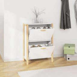 Berkfield Shoe Cabinet White 57.5X33X80 Cm Engineered Wood - thumbnail 1
