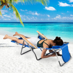 Gainoom 3-In-1 Foldable Navy Beach Chair Portable Reclining Lounger W/ Portable Reclining Lounger - thumbnail 4