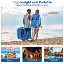 Gainoom 3-In-1 Foldable Navy Beach Chair Portable Reclining Lounger W/ Portable Reclining Lounger - thumbnail 9